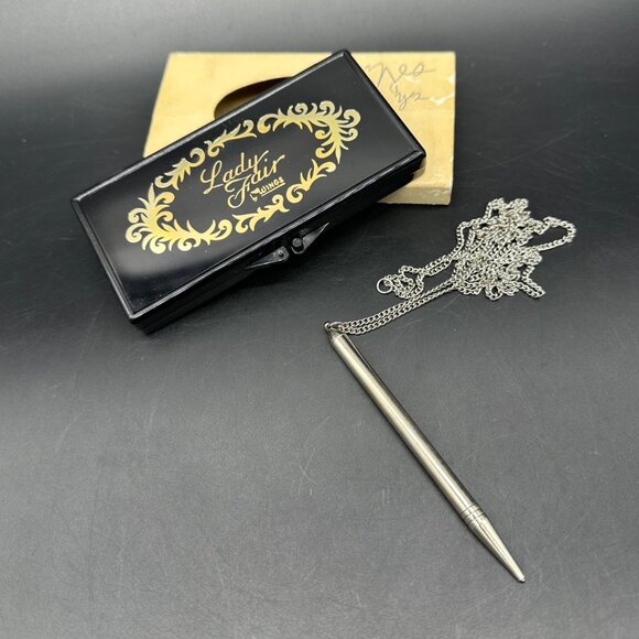Vintage Pencil Necklace Lady Fair By Wings 1960s Chain In Original Box Kitschy - Picture 1 of 9